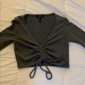 Gray long sleeve crop top